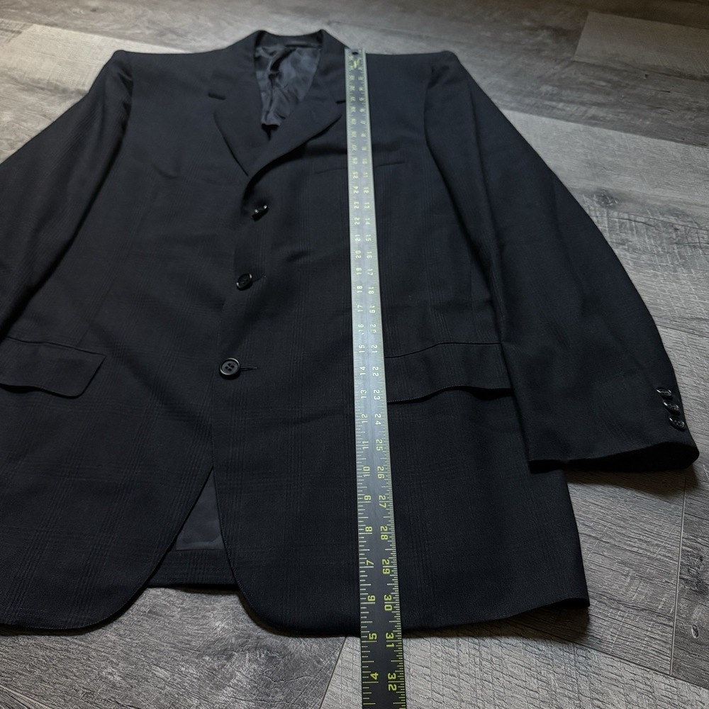 Vintage 80's Custom Hickey Freeman Union USA Made Black Glenn Plaid Suit Coat 42 - Picture 8 of 12